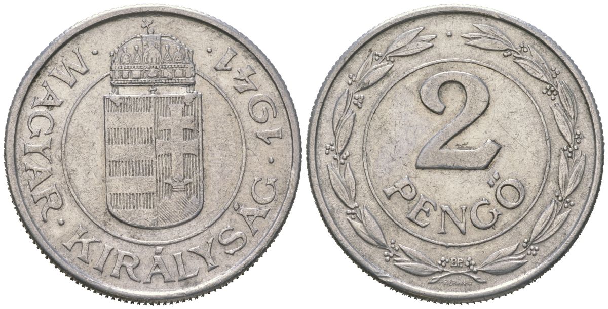 Венгрия 2 пенге 1941 BP KM 522.1 алюминий 85-1223
