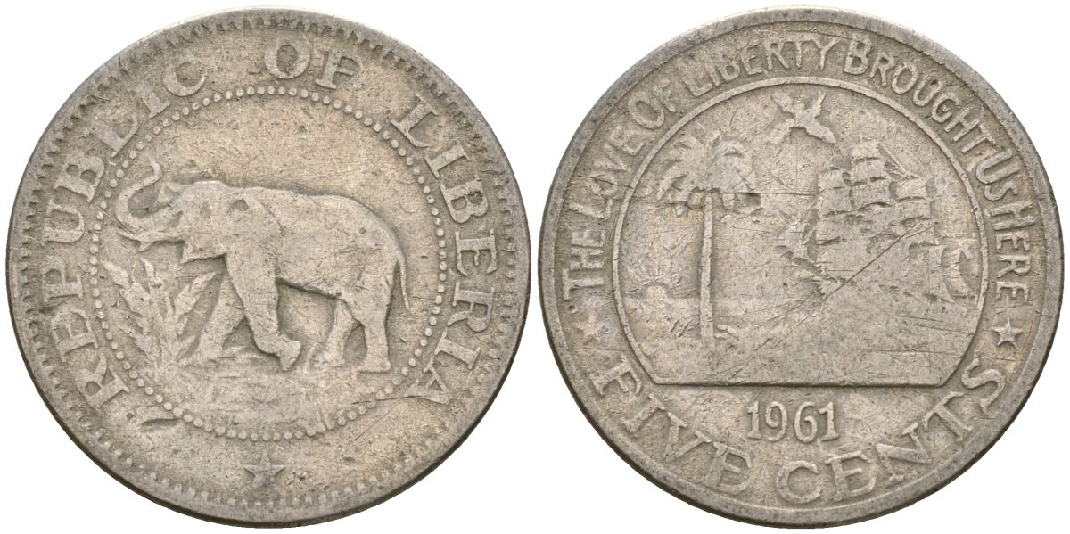 Либерия 5 центов 1961 KM 14 медно-никель 4132-415