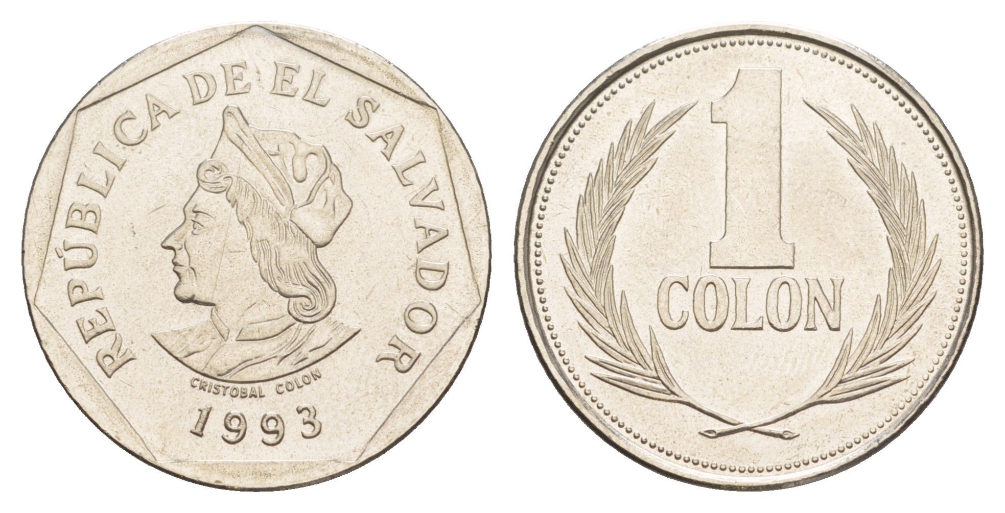 Сальвадор 1 колон 1993 KM 156b сталь плакированная никелем UNC 4646-653