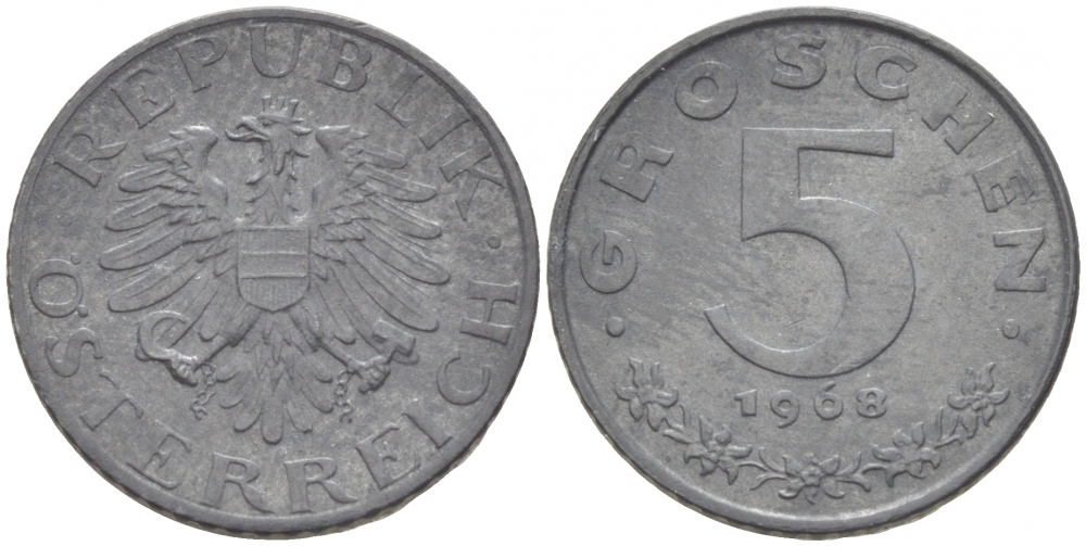 АВСТРИЯ 5 ГРОШЕЙ 1973 KM 2875 цинк 3309-948