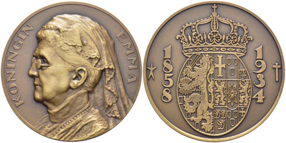 НИДЕРЛАНДЫ МЕДАЛЬ ND КОРОЛЕВА НИДЕРЛАНДОВ ЭММА (1858-1934), ДИАМЕТР 50 ММ. 01-167-21
