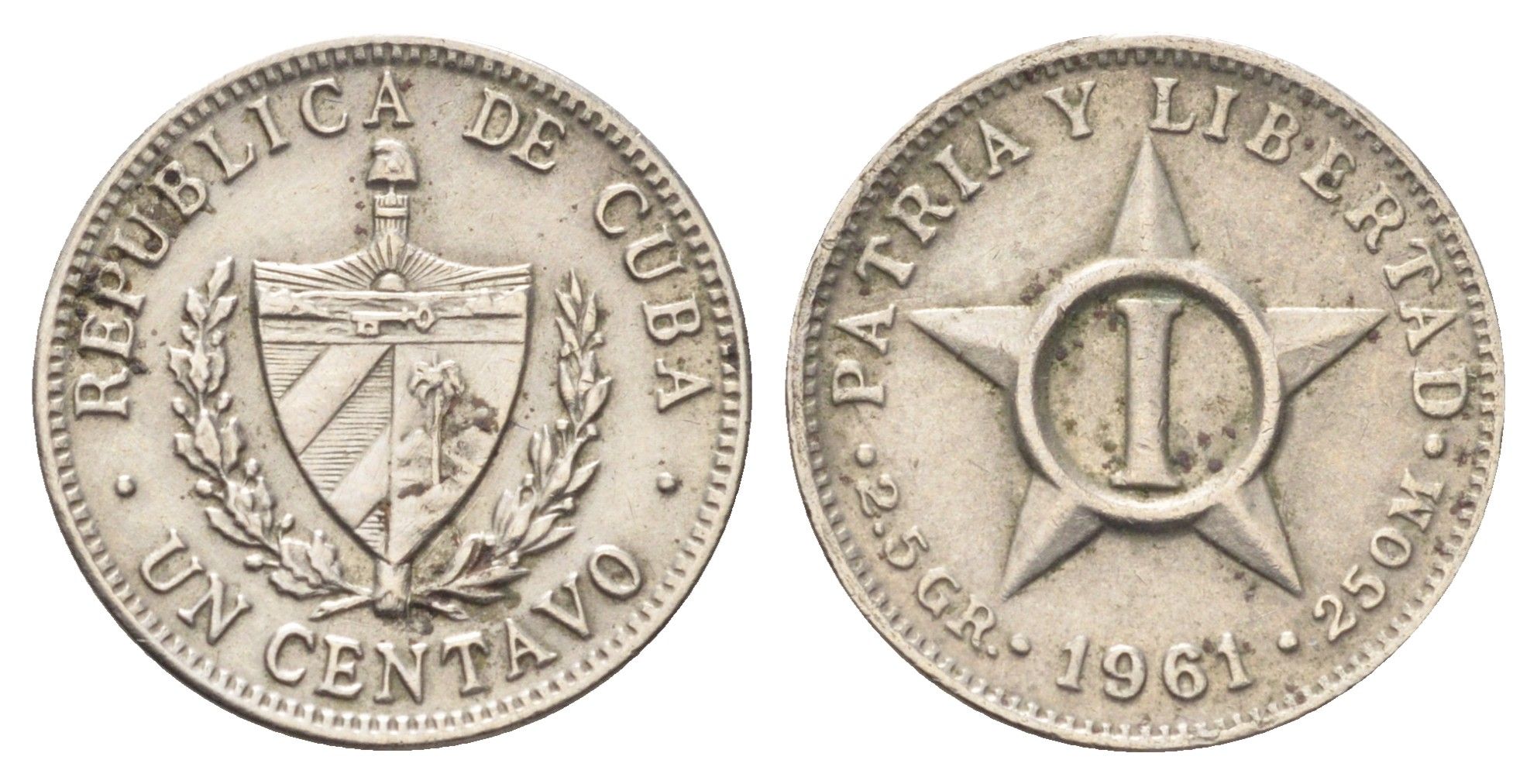 Куба 1 сентаво 1961 KM 9.2 медно-никель aUNC 4697-1124