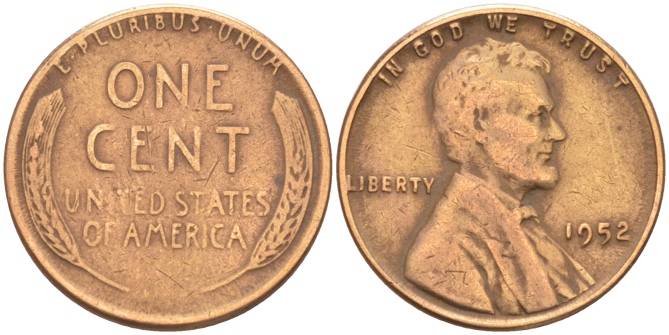 США 1 ЦЕНТ 1952 ЛИНКОЛЬН KM А132 медь цинк 188-254