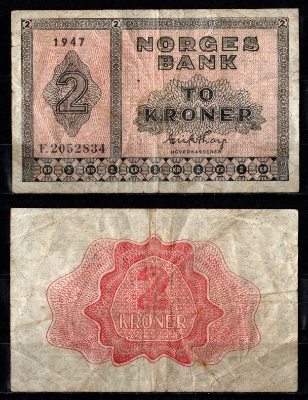 Норвегия 2 кроны 1947 Pick 16 b бумага 7457-29-1-1