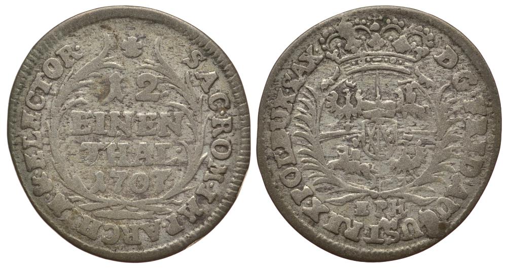 Саксония 1/12 талера 1707 E.P.H. KM 683 серебро 413-6143