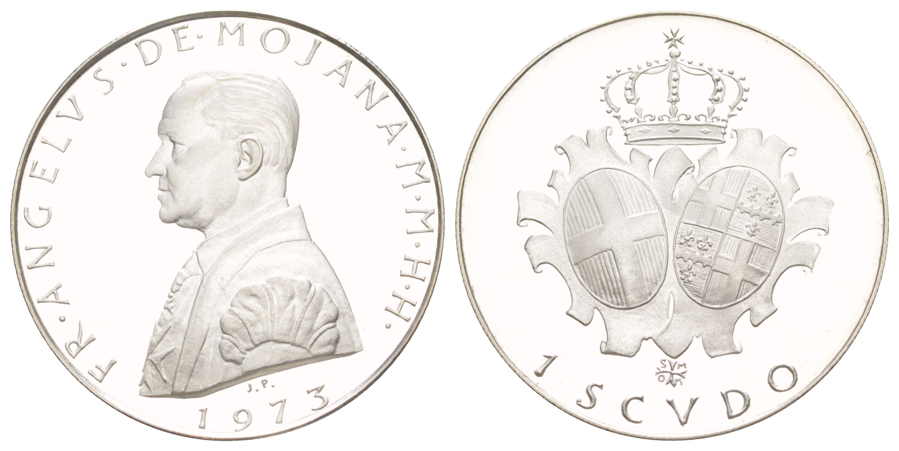 Мальтийский орден 1 скудо 1973 Анджело де Мохана, тираж 3.000 экземпляров X 42 серебро PROOF 441-1543