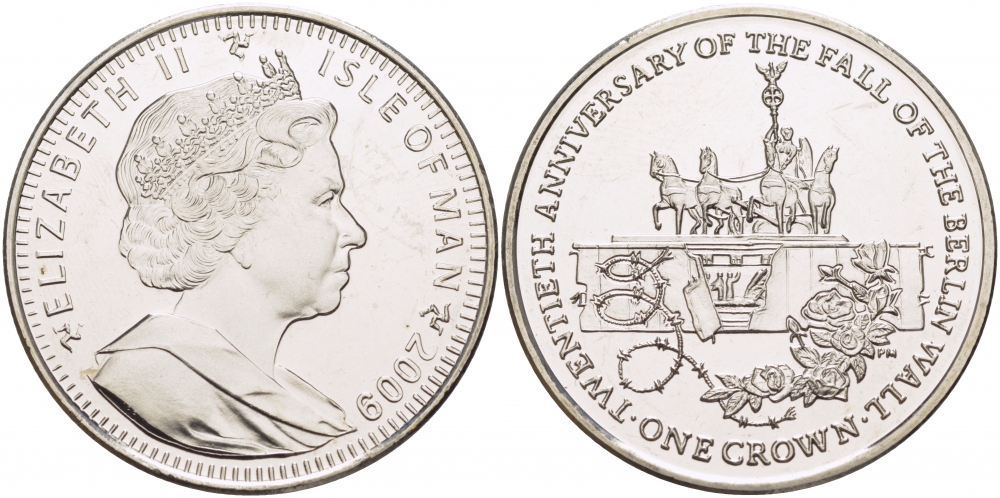 Остров Мэн 1 крона 2009 20 лет падению Берлинской стены KM 1373 медно-никель UNC 107-722