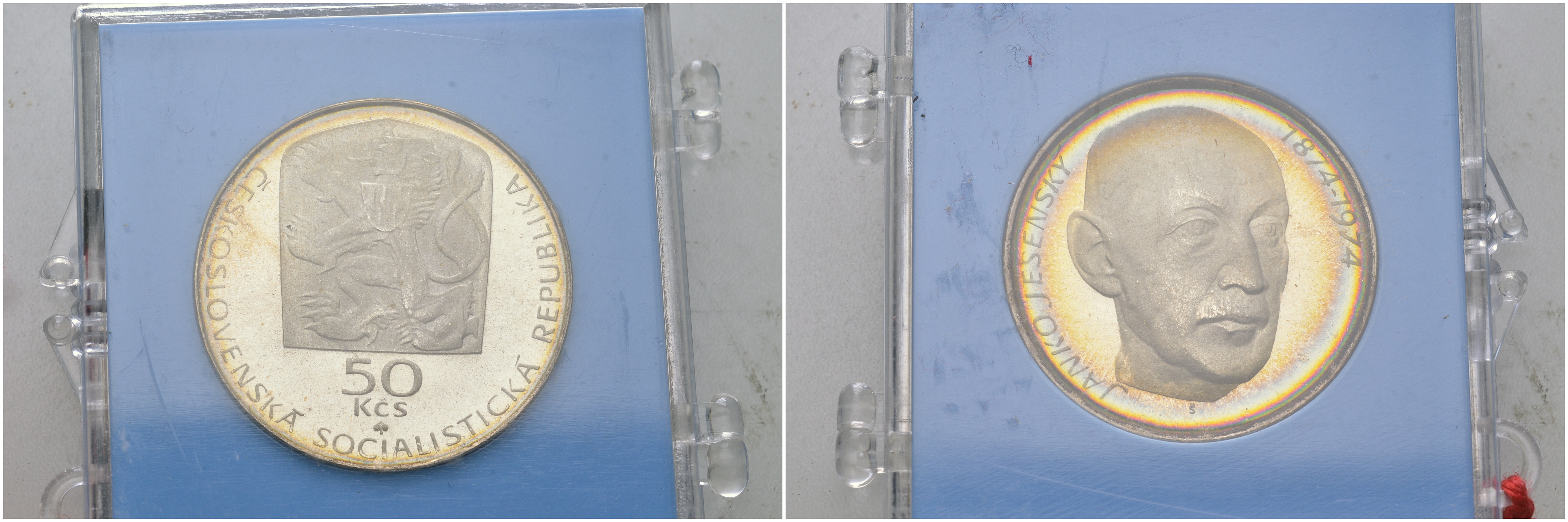 Чехословакия 50 крон 1974 100 лет со дня рождения Янко Есенский (1874-1945), в оригинальной упаковке, с печатью KM 81 серебро  PROOF  1093-6-22