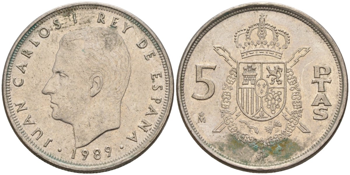 Испания 5 песет 1989 Хуан Карлос I (1975 - 2014) KM 823 медно-никель 4155-742