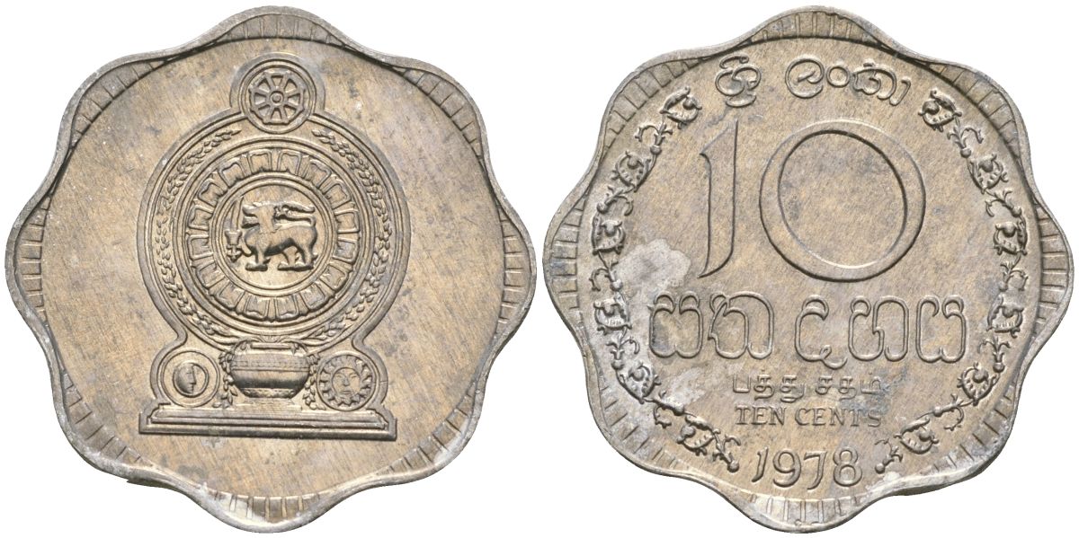 Шри-Ланка 10 центов 1978 KM 140a алюминий 4135-1244