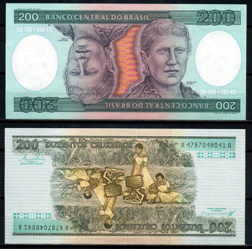 Бразилия 200 крузейро 1984 серия А4787 А, signatures: Ernane Galv?as & Affonso Celso Pastore Pick 199b бумага UNC (пресс) 447-85-1