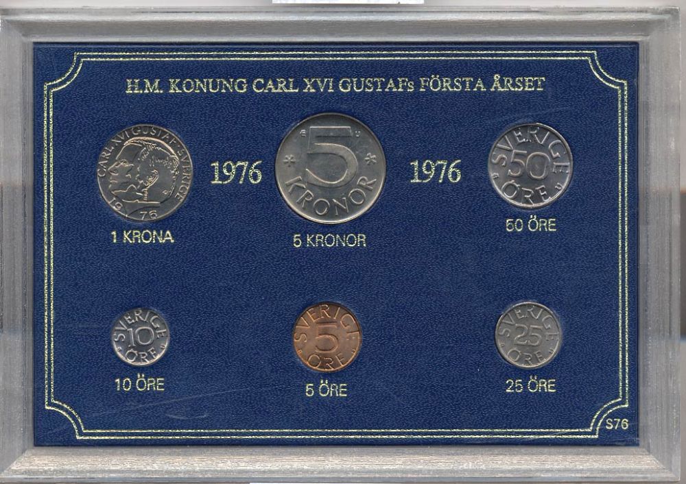 Швеция набор из 6 монет 1976 Карл XVI Густав (1973- ) официальный набор монетного двора UNC 2-4-1-22