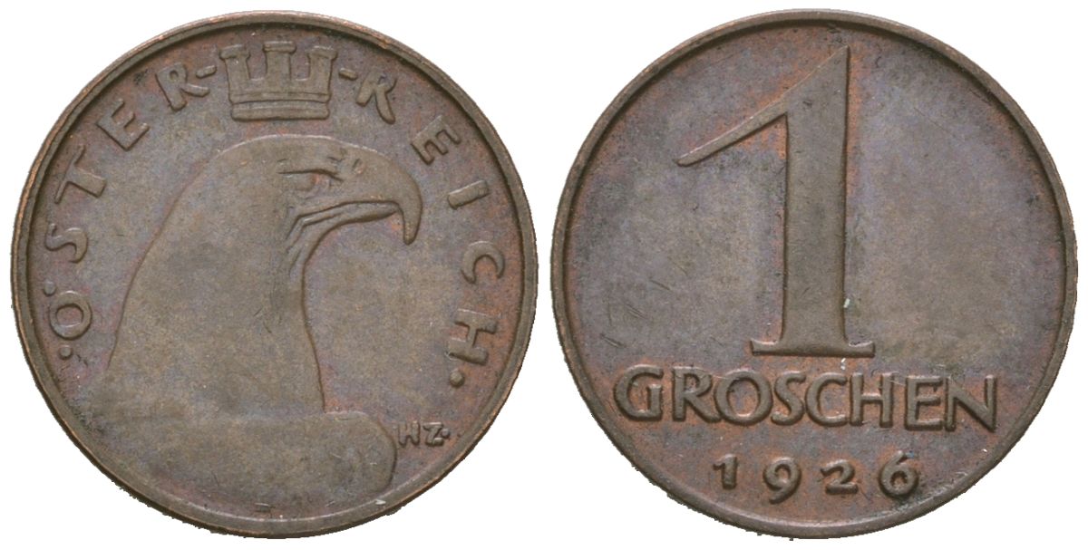 Австрия 1 грош 1926 KM 2836 бронза 4615-514