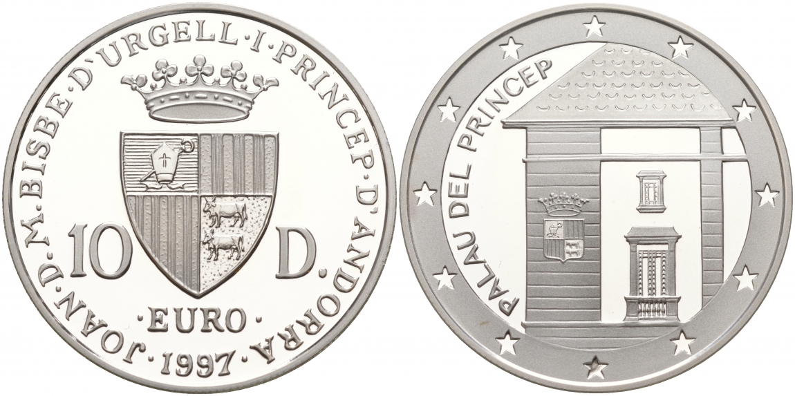Андорра 10 динеров 1997 дом принца KM 166 серебро PROOF 11-015-22