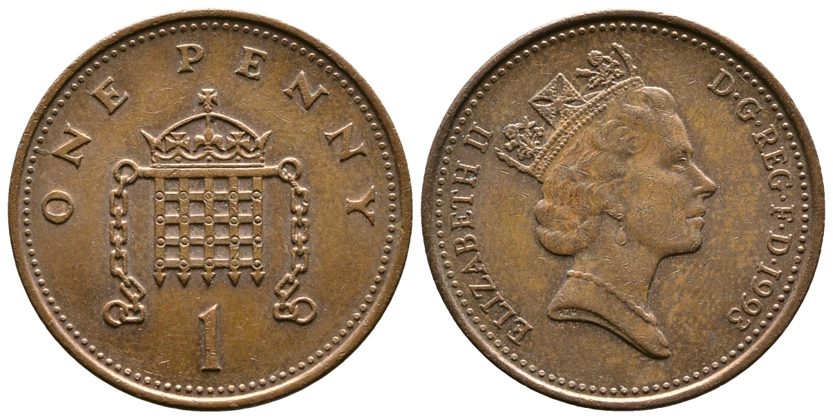 Великобритания 1 пенни 1993 Елизавета II (1952-2022) KM 935a, Spink 4391 (B4) сталь плакированная медью 4179-537