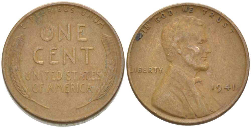 США 1 ЦЕНТ 1941 ЛИНКОЛЬН KM 132 бронза 3309-1249