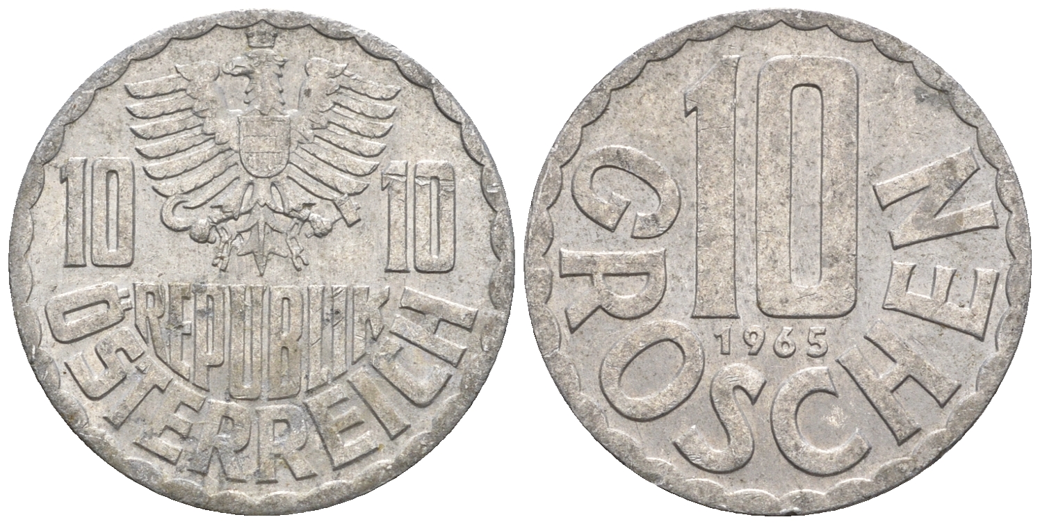 Австрия 10 грошей 1965 KM 2878 алюминий 60-1121