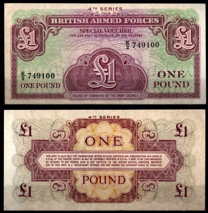 Великобритания, Британские вооружённые силы 1 фунт ND (1962) 4-ая серия Pick M36 бумага UNC (пресс) 6318-10-2-1