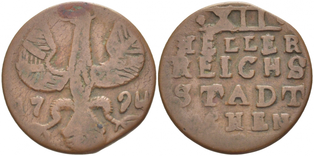 Ахен 12 геллеров 1794 KM 51 медь 77-135