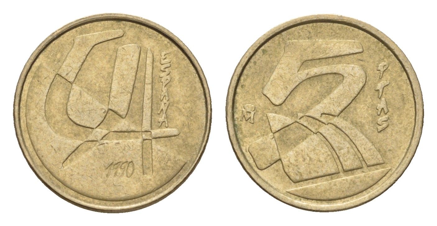 Испания 5 песет 1990 Хуан Карлос I (1975-2014) KM 833 алюминиевая бронза 187-1265