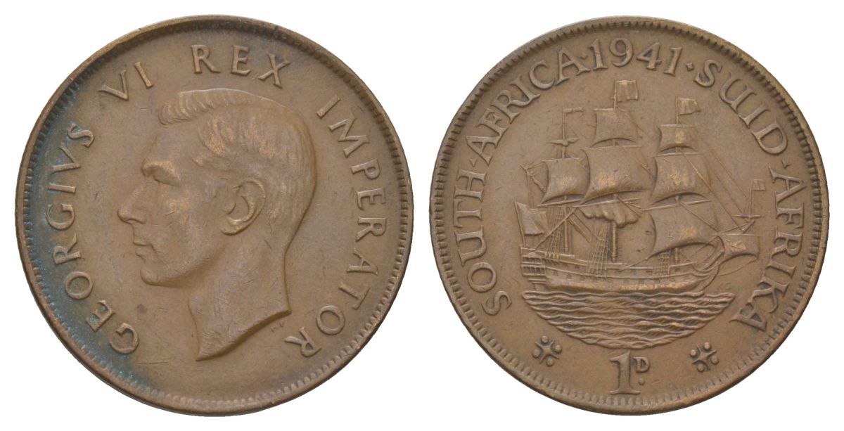 ЮАР 1 пенни 1941 KM 25 бронза 4512-233