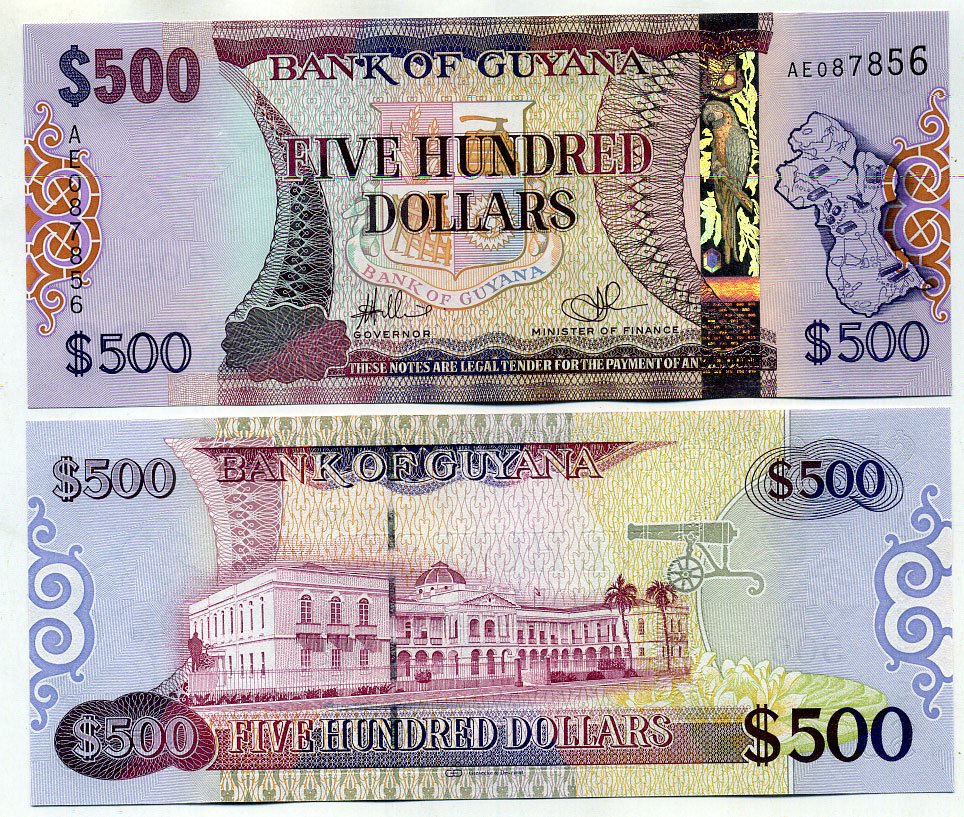 Гайана 500 долларов 2011 серия AE, здание Национальной ассамблеи Pick 37 (1) бумага UNC (пресс) 7202-31-2