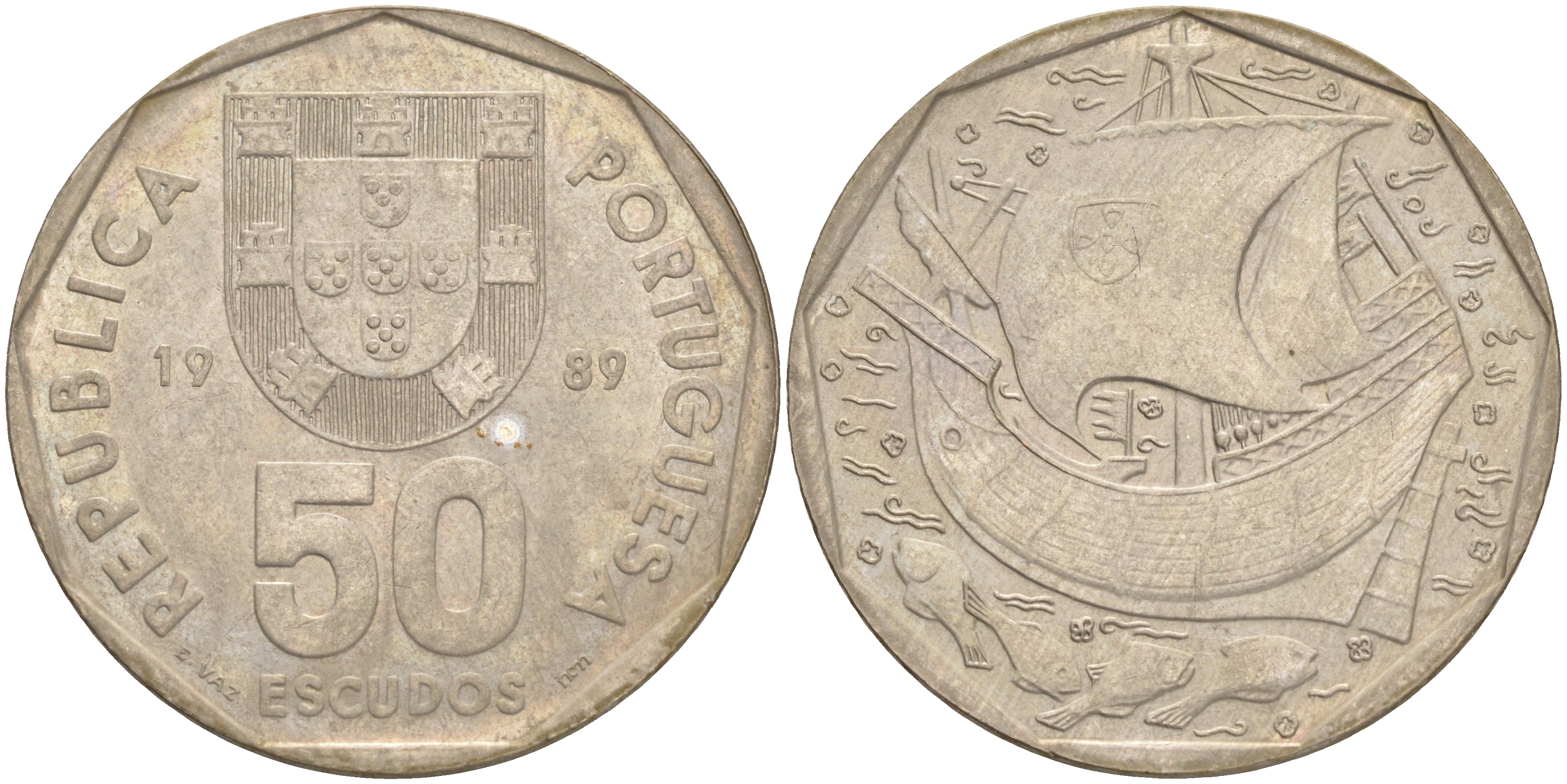 ПОРТУГАЛИЯ 50 ЭСКУДО 1989 KM 636 медно-никель 4557-1116