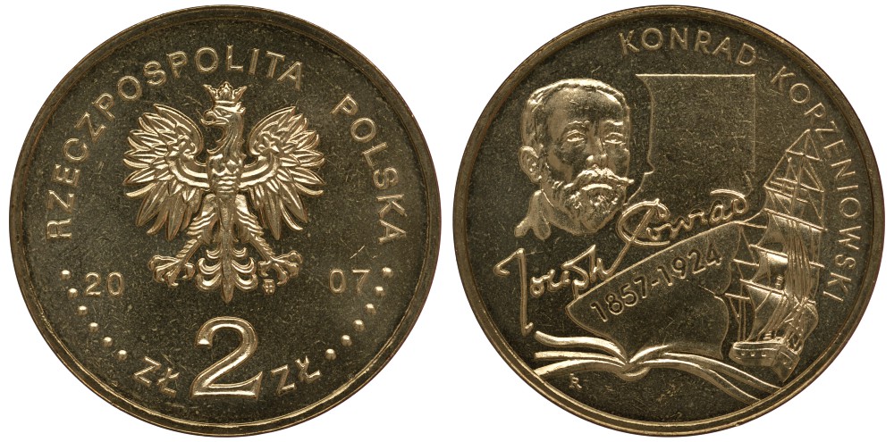 Польша 2 злотых 2007 150 лет со дня рождения Конрада Коженёвского (1857-1924) KM 591 нордик UNC M1-04
