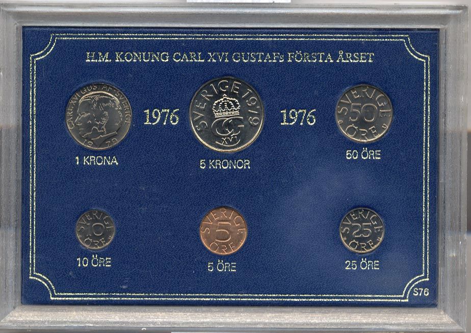 Швеция набор из 6 монет 1979 официальный набор монетного двора, Карл XVI Густав (1973- ) UNC 2-4-1-34