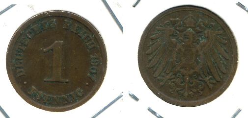 ГЕРМАНИЯ 1 ПФЕННИГ 1907 J KM 10, J 10 медь 701-315
