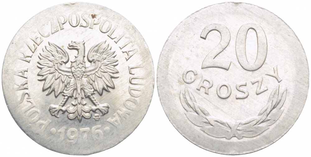 ПОЛЬША 20 ГРОШЕЙ 1976 MW KM A47 алюминий 112-1246