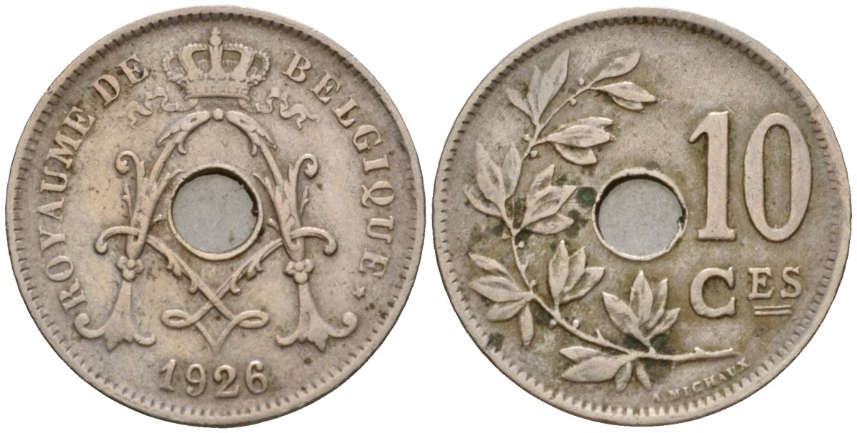 Бельгия 10 сантимов 1926 Belgique KM 85 медно-никель 4543-931