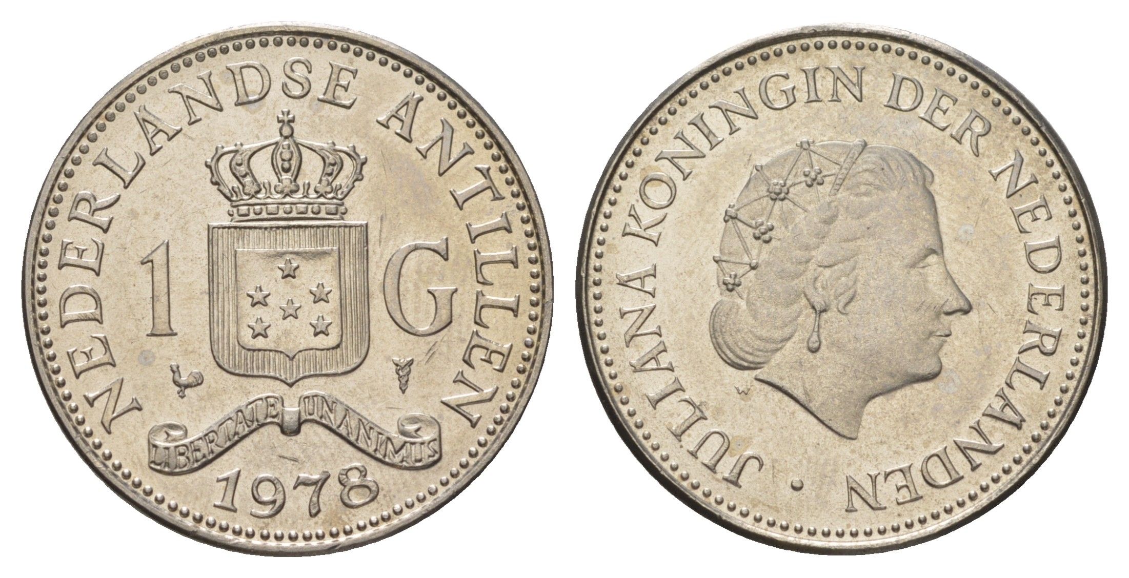 Нидерландские Антильские острова (Нидерландские Антилы) 1 гульден 1978 KM 12 никель UNC 4628-844