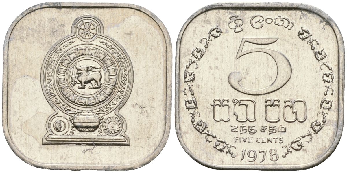 Шри-Ланка 5 центов 1978 KM 139a алюминий 4136-566