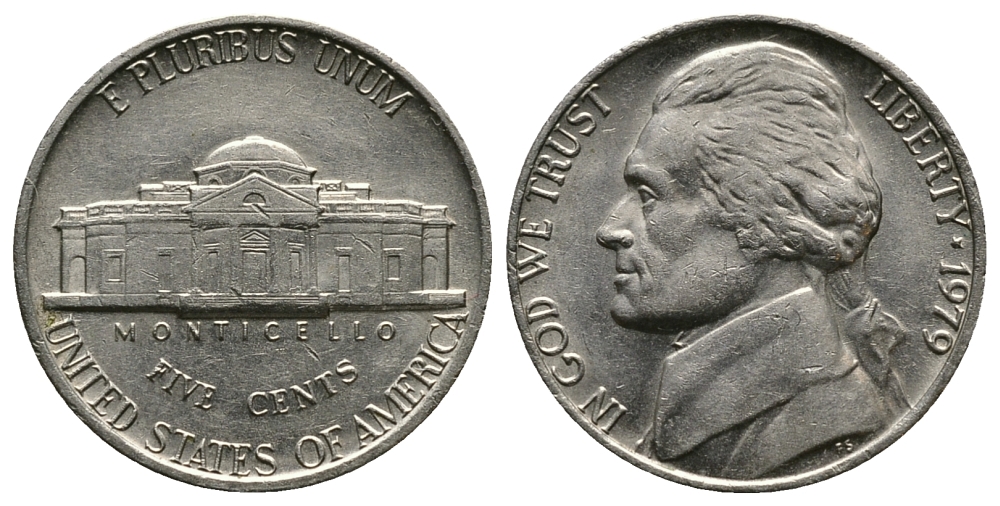 США 5 ЦЕНТОВ 1979 ДЖЕФФЕРСОН KM А192 медно-никель 89-614