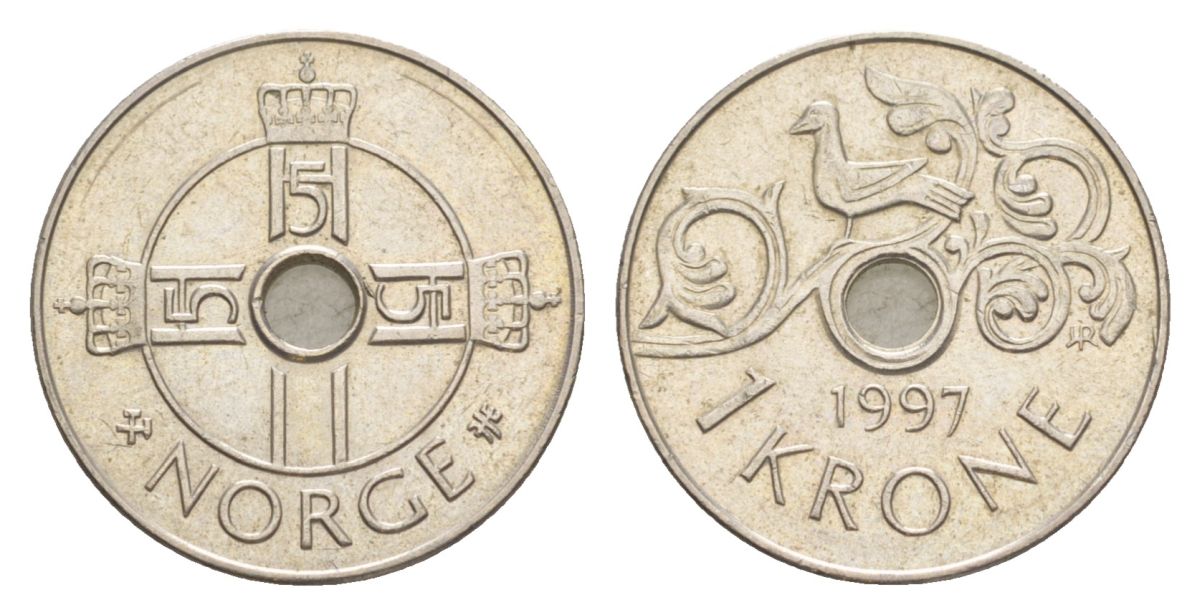 Норвегия 1 крона 1997 Харальд V (1991-) KM 462 медно-никель 4632-1269