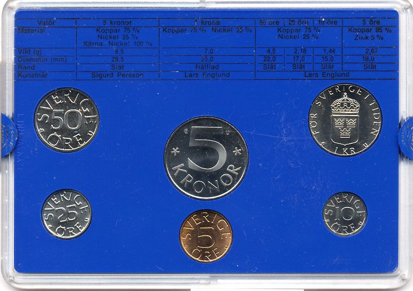 Швеция набор монетного двора из 6 монет 1984 в пластике, Карл XVI Густав (1973- ) KM MS31 UNC 5-4-2-55