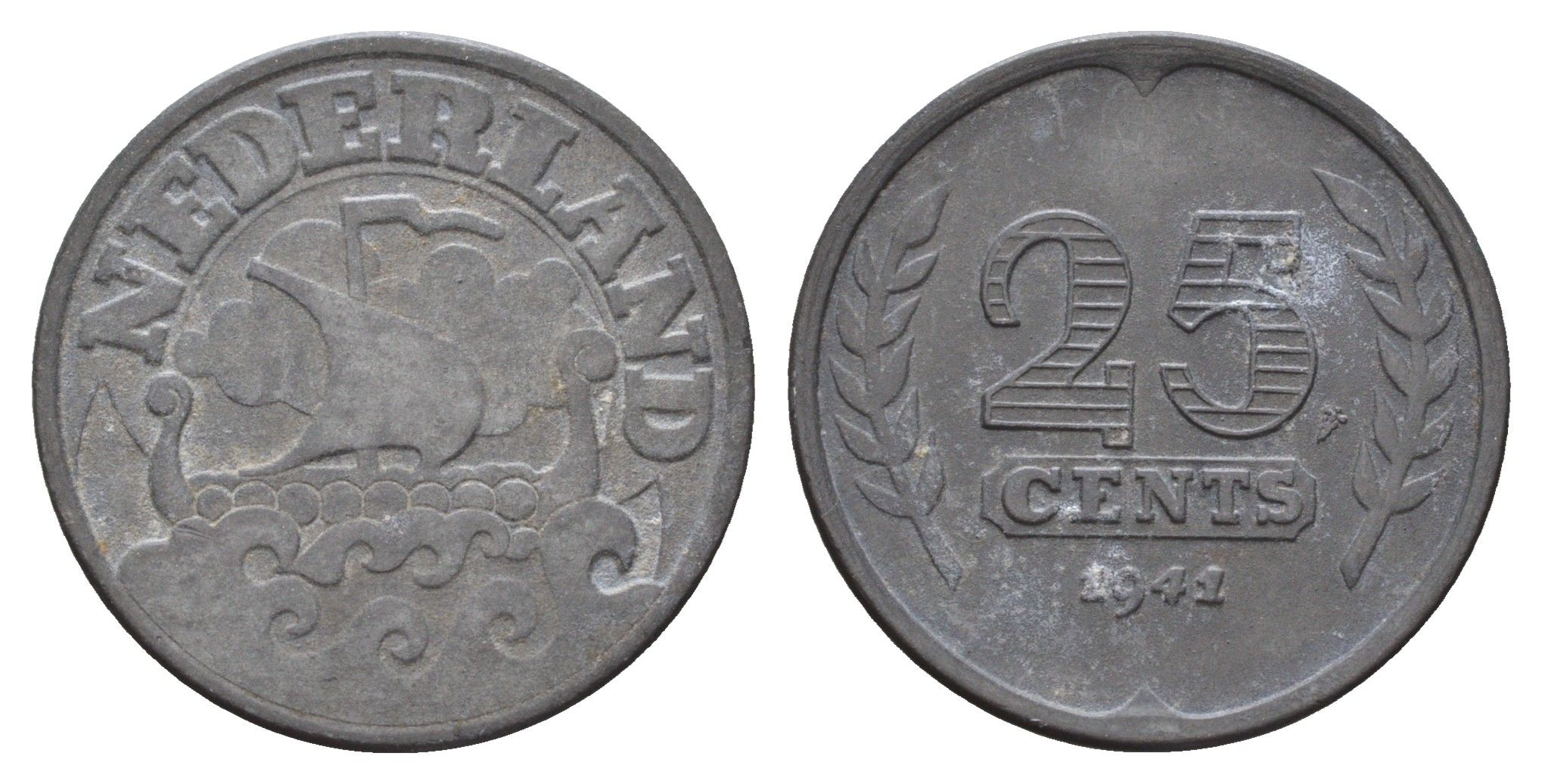 Нидерланды 25 центов 1941 KM 174 цинк 83-1851