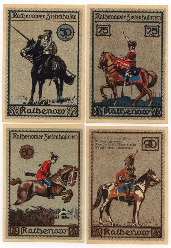 РАТЕНАУ 5, 75 80 90 ПФЕННИГОВ КАВАЛЕРИЯ бумага UNC (пресс) 70-814