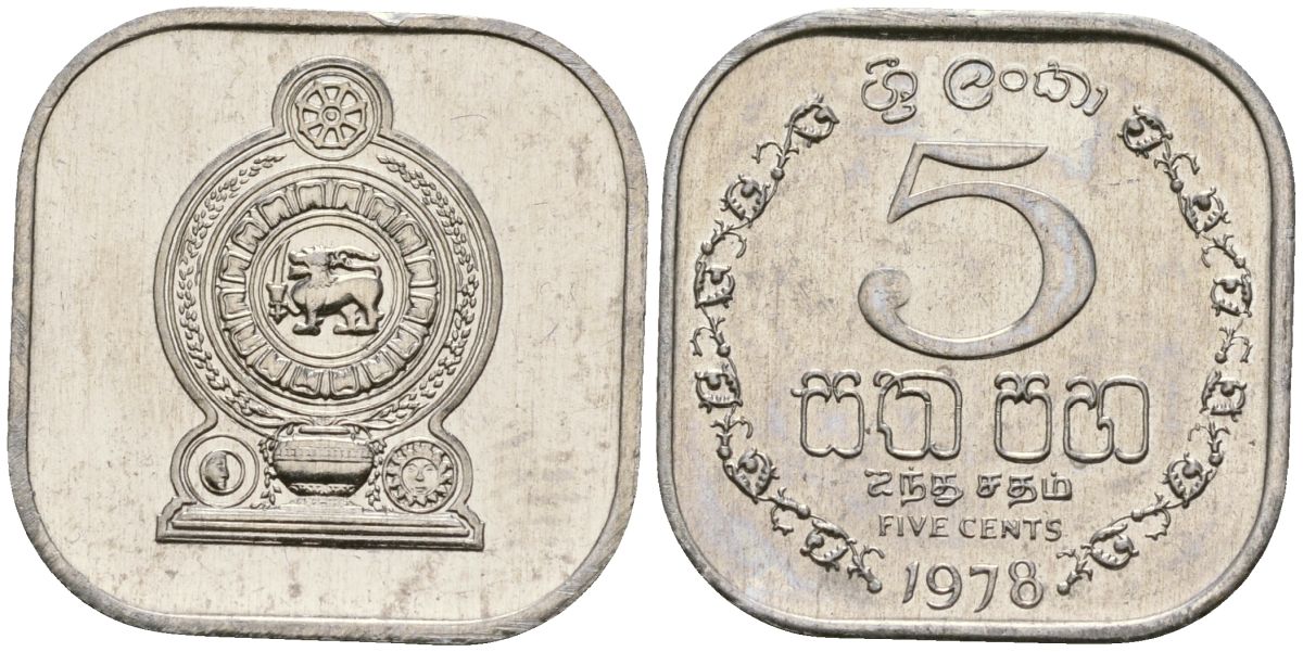 Шри-Ланка 5 центов 1978 KM 139a алюминий 4136-652