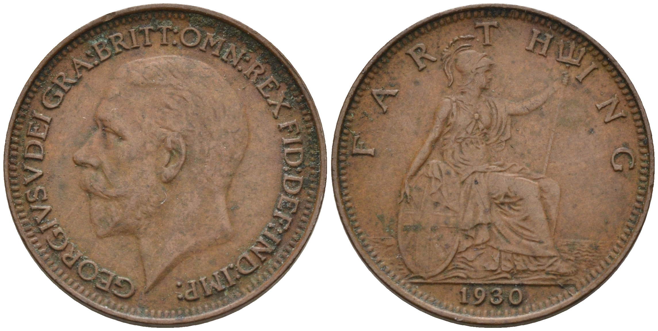 Великобритания 1 фартинг 1930 Георг V (1910-1936) KM 825, Spink 4061 бронза 4115-152