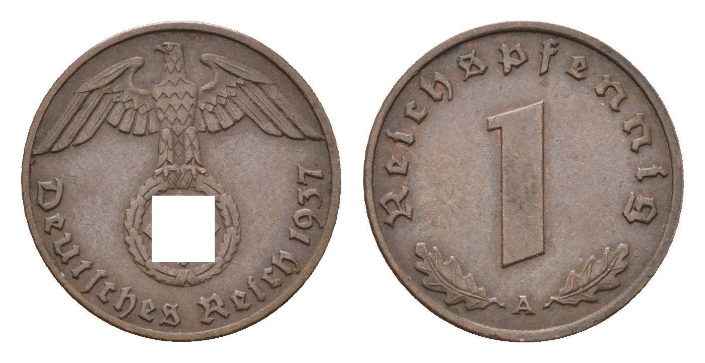 Германия 1 рейхспфенниг 1937 A KM 89, J. 361 бронза 4684-1137