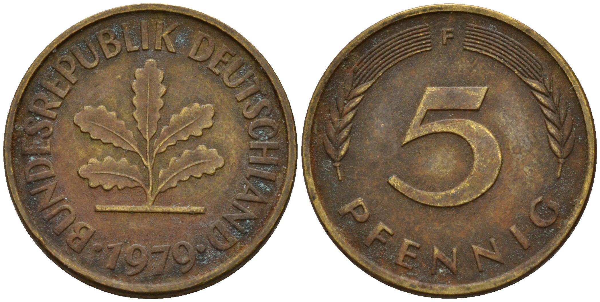 ФРГ 5 пфеннигов 1979 F J.382, KM 107 сталь плакированная латунью    4598-1022