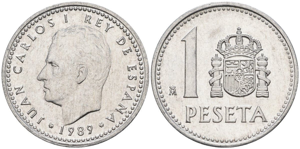 Испания 1 песета 1989 M, Хуан Карлос I (1975-2014) KM 821 алюминий 4448-831