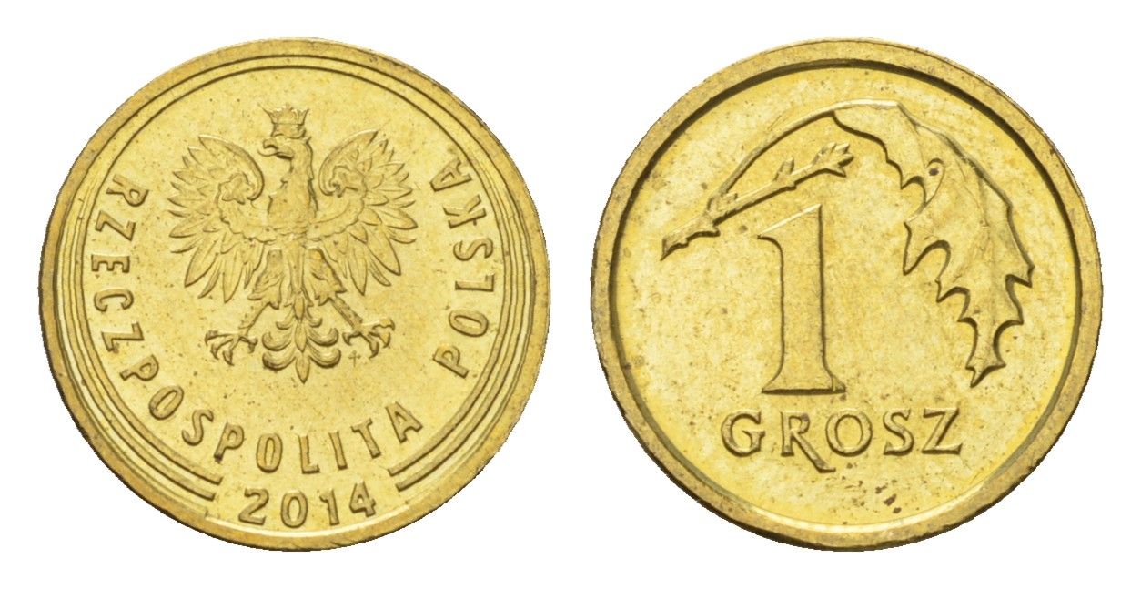 Польша 1 грош 2014 Y 923 сталь плакированная латунью UNC 4615-443