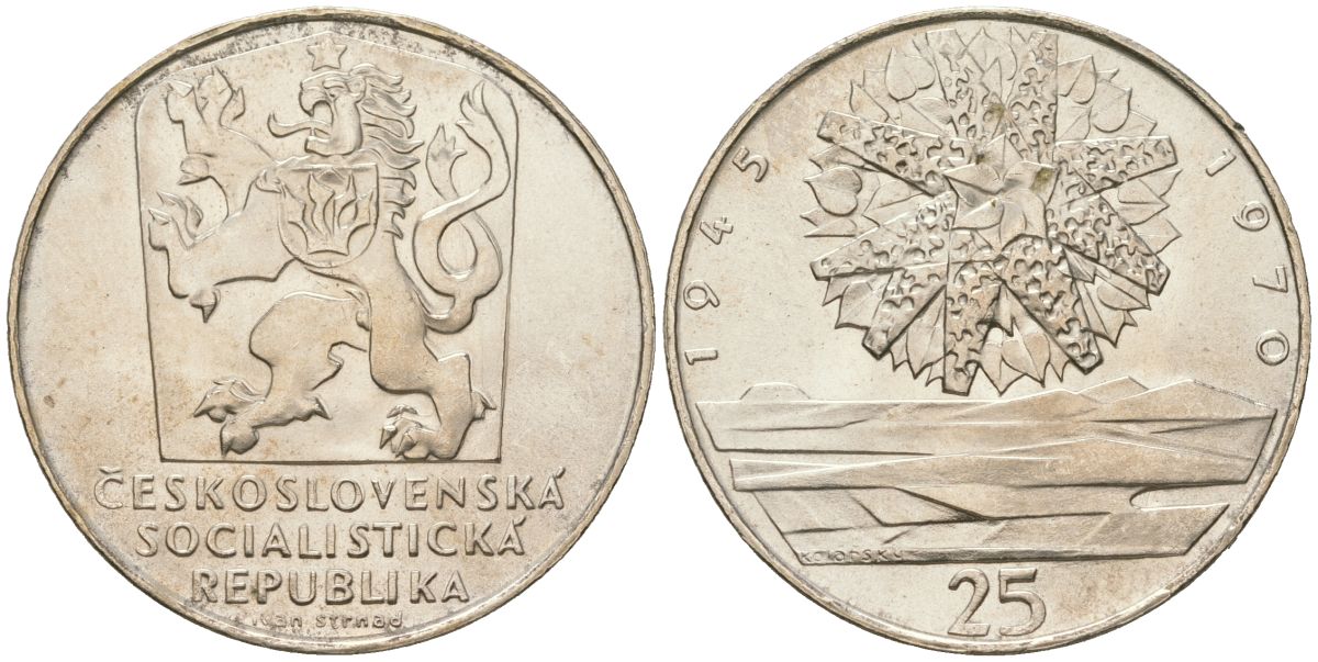 Чехословакия 25 крон 1970 1100 лет Великой Моравии KM 69 серебро UNC 4619-214