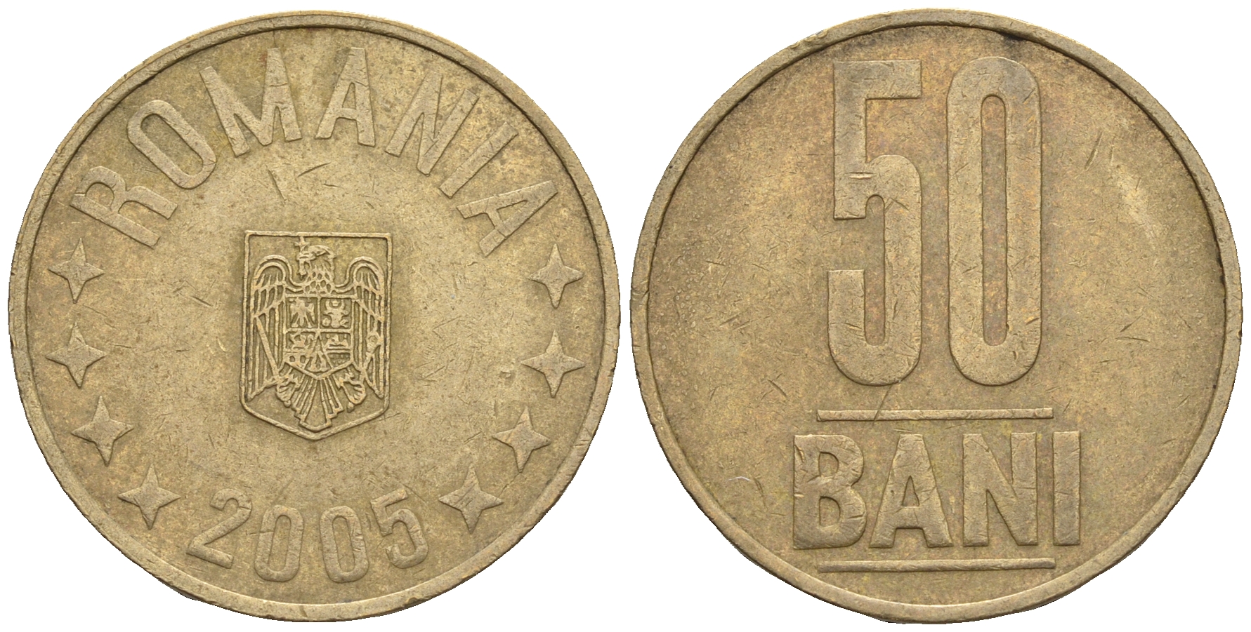 Румыния 50 бани 2005 KM 192 латунь 85-357