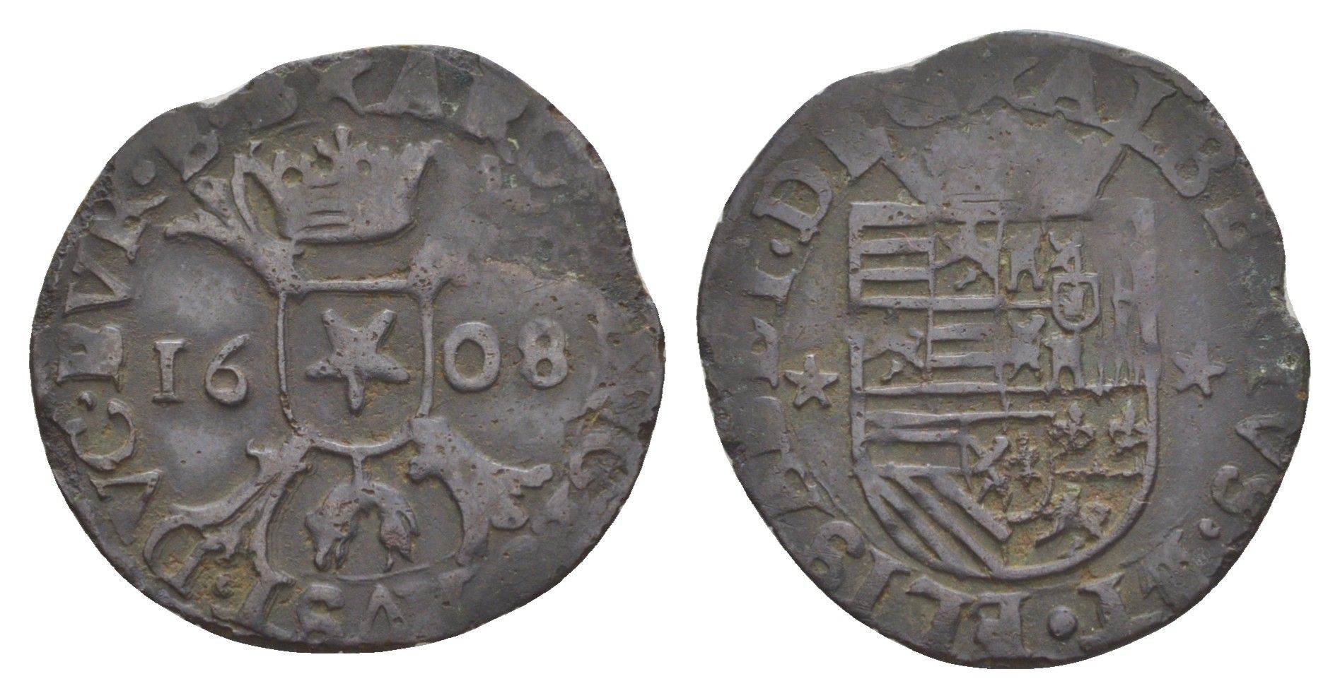 Испанские Нидерланды, Брабант 1 лиард 1608 KM 24.2 медь 1522-1135