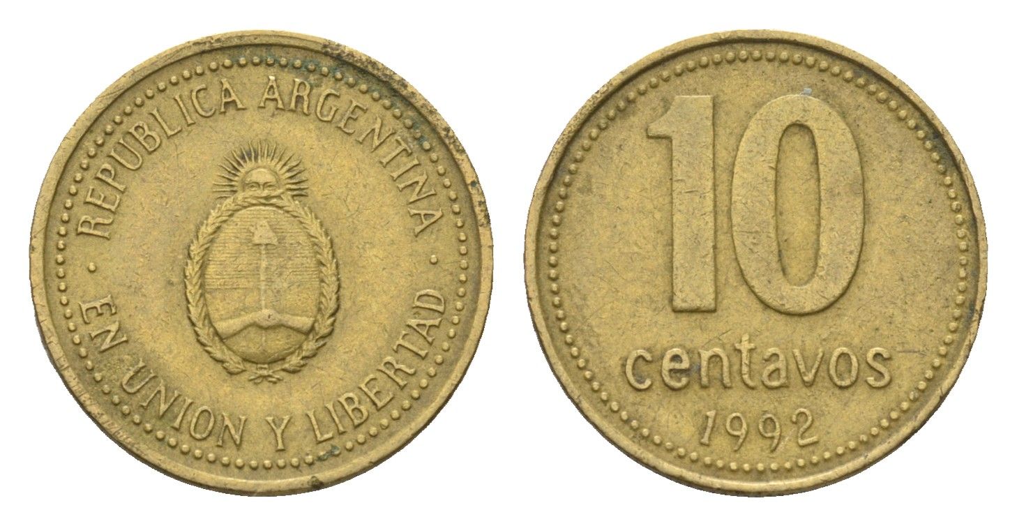 Аргентина 10 сентаво 1992 KM 107 алюминиевая бронза 4664-562