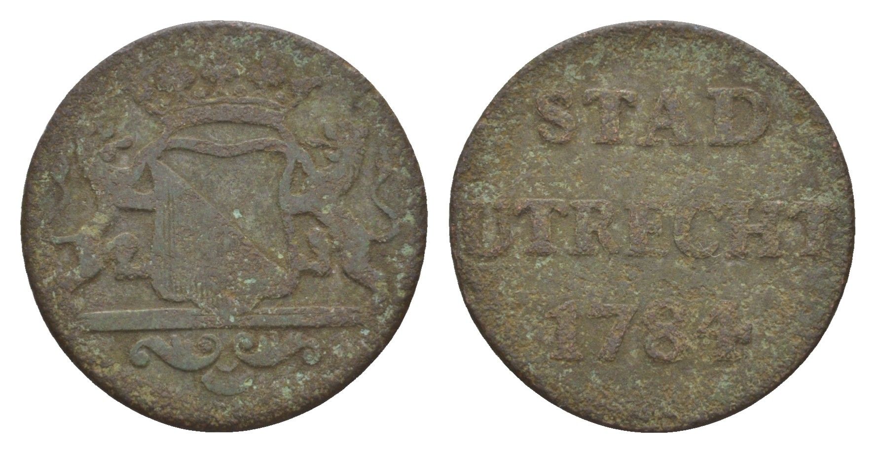 Нидерланды, Голландская республика, Утрехт 1 дуит 1784 KM 91 медь 4659-161